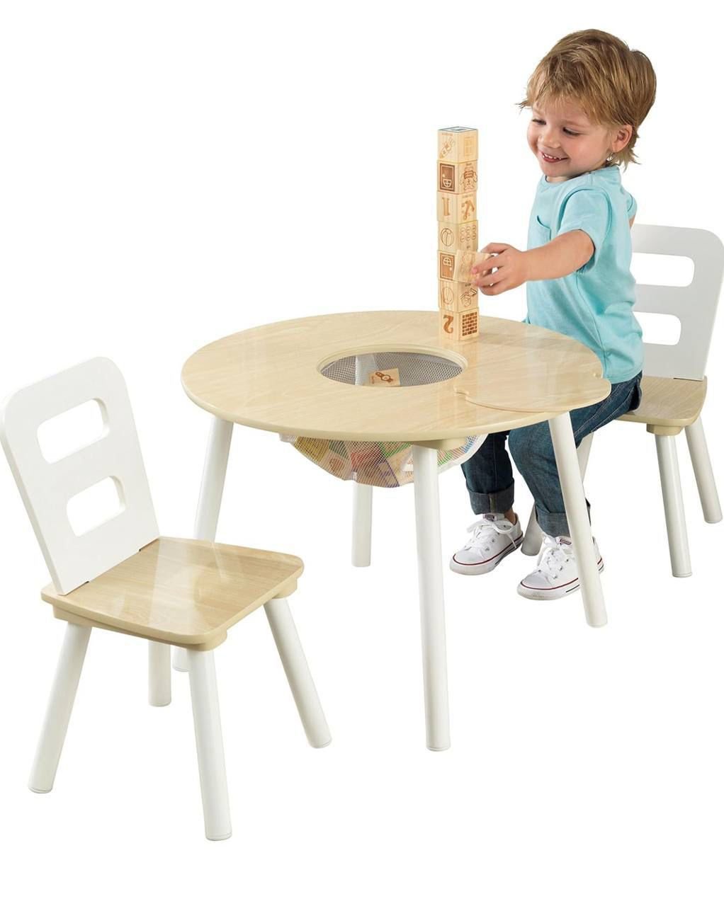 $41 Reg $77 KidKraft Wooden Round Table & 2 Chair Set with Center Mesh ...