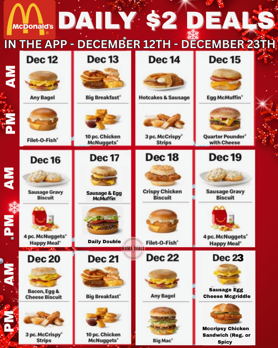 SELECT LOCATIONS McDonald s 12 Days Of 2 Deals Starting Friday SELECT LOCATIONS McDonald s 12 Days Of 2 Deals Starting Friday