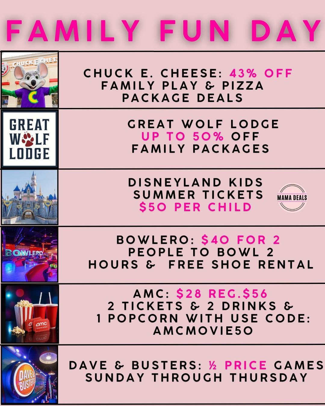 Family Fun Day Deals and Experiences - Mama Deals